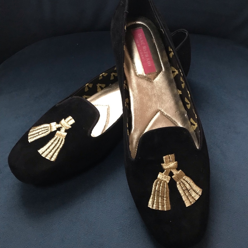 NWOT Black Smoking  Loafer with Gold Tassel Detail